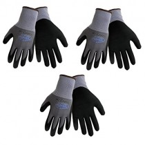 Tsunami Grip 500NFT Nitrile Coated Work Gloves Sizes Small-XL, Gray/Black, (3 Pair Pack) (Large)