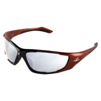 Bullhead Safety Eyewear BH12137 Javelin, Two Toned Black-Orange Frame, Mirror Lens, Black TPR Nose & Temple (1 Pair)