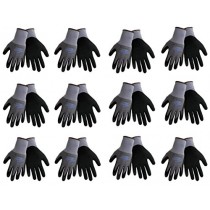 Tsunami Grip 500NFT Nitrile Coated Work Gloves Sizes Small-XL, Gray/Black, (12 Pair Pack) (Large)