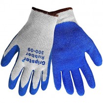 Global Glove Gripster 300 Blue Rubber Coated Gloves, Cotton/Polyester Blend Liner, Knit wrist, Textured Grip, 12 Pair, Size: Large