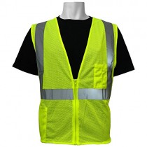 Global Glove GLO-001 FrogWear Class 2 Polyester Mesh Zipper Closure Safety Vest, Lime (Full Size)