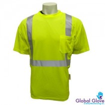 Global Glove Yellow Synthetic High-Visibility & Reflective Shirt - T-Shirt - ANSI Class 2 Rating - GLO-007 MD [PRICE is per EACH]