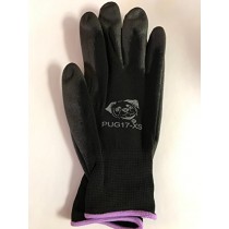 Global Glove PUG17 Gloves Black Nylon, Black Polyurethane Coated Palm. Extra Small. 12 Pair/Pkg