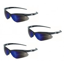 Jackson Safety V30 14481 Nemesis Safety Glasses 3000358 (3 Pair) (Black Frame with Blue Mirror Lens)