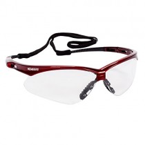 JACKSON SAFETY 47378 Nemesis Safety Glasses, Anti-Fog Lenses with Inferno/Red Frame, 1.75" Height, 3.5" Wide, 6.09" Length, Polycarbonate Lenses, Universal, Clear (Pack of 12)