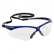 JACKSON SAFETY 47384 Nemesis Safety Glasses, Anti-Fog Lenses with Metallic Blue Frame, 1.75" Height, 3.5" Wide, 6.09" Length, Polycarbonate Lenses, Universal, Clear (Pack of 12)