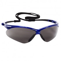 JACKSON SAFETY 47387 Nemesis Safety Glasses, Anti-Fog Lenses with Metallic Blue Frame, 1.75" Height, 3.5" Wide, 6.09" Length, Polycarbonate Lenses, Universal, Smoke (Pack of 12)