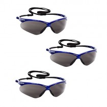 Jackson Safety V30 47387 Nemesis Safety Glasses (3 Pair) (Metallic Blue Frame with Smoke Anti-Fog Lens)
