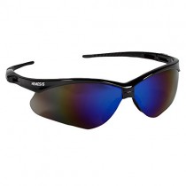 Jackson Safety V30 Nemesis Safety Glasses (14481), Blue Mirror Lenses with Black Frame, Pack of 12 pairs
