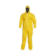 DuPont Tychem 2000 QC122S  Chemical Resistant Coverall with Hood and Socks, Disposable, Elastic Cuff, Yellow, 2XL (Pack of 12)