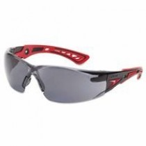 Bolle Safety 286-40208 Rush Plus Series Safety Glasses, Smoke Polycarbonate Lenses, Black-Grey Temple