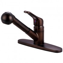 Kingston Brass KB705SP Wyndham Single Loop Handle Kitchen Faucet with Pull-Out Sprayer, 8-Inch, Oil Rubbed Bronze