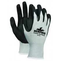 MCR Safety 9673XL Memphis Foam Seamless Nylon Knitted Gloves with Black Foam Nitrile Dipped Palm and Fingers, Black/White, X-Large, 1-Pair